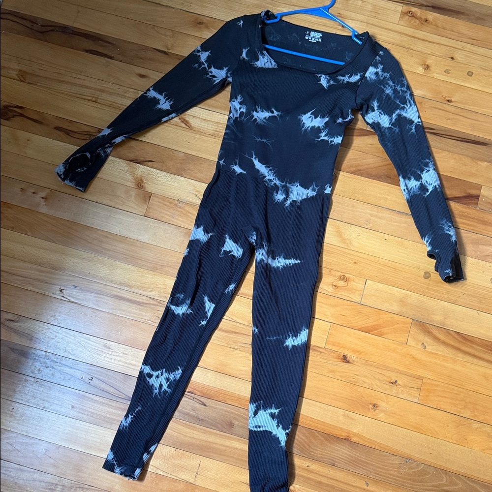 Black and White Tie-Dye Jumpsuit
